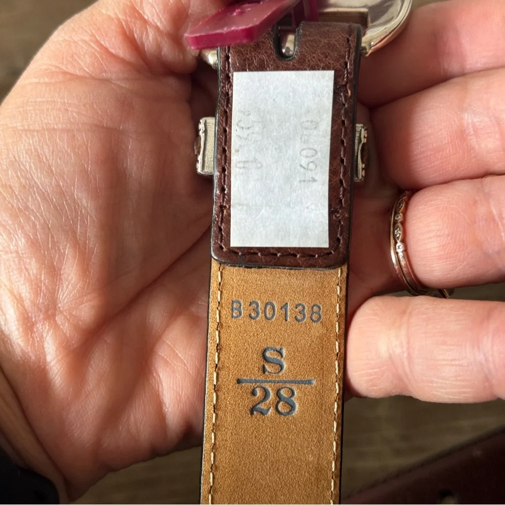 NWT Brighton silver buckle western leather belt size small